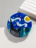 New World Famous Paintings The Starry Night Acrylic Brooch Round Circle Iridescent Brooches Pins for Women Clothing Accessories