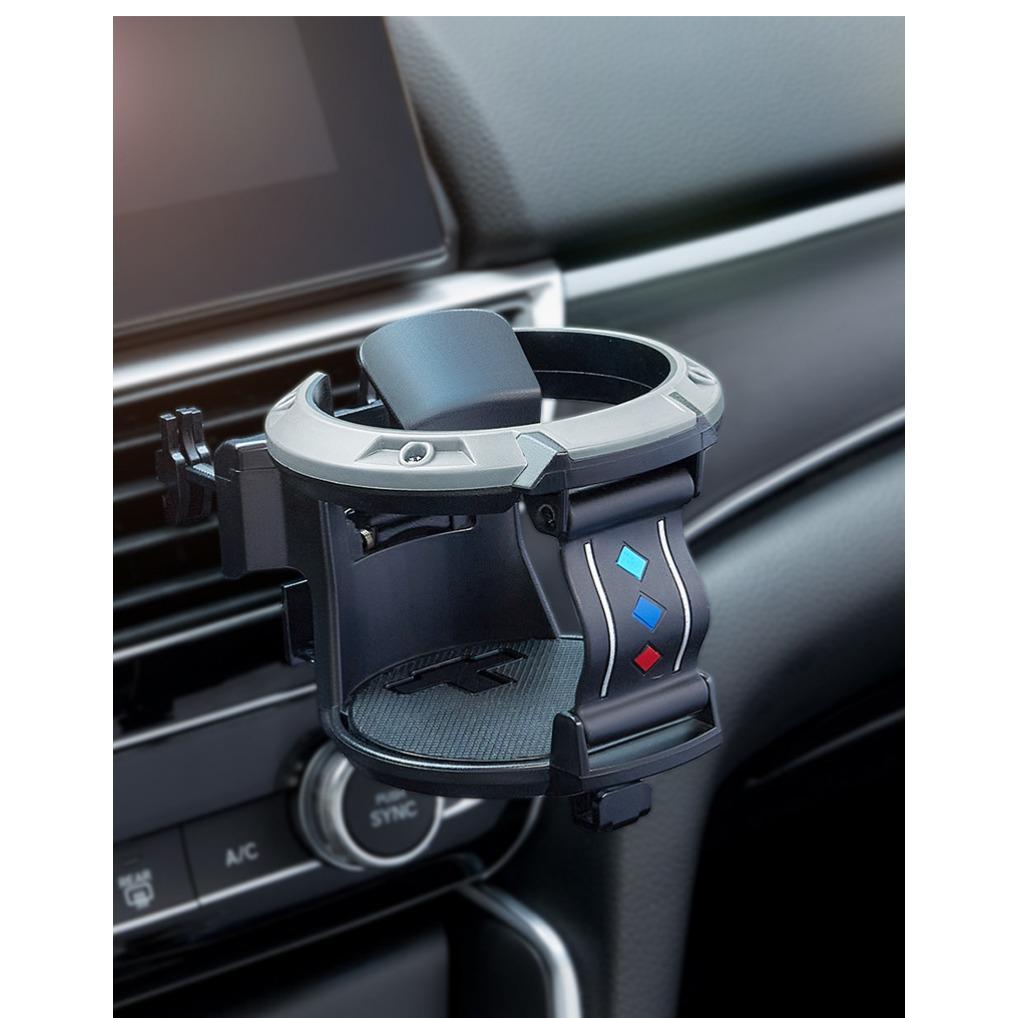 

Автомобильный держатель для напитков, регулируемый автомобильный держатель для банок, держатель для бутылок для автомобильной пепельницы, кофейная чашка, банка для напитков 8*9.5*8cm чёрный/серый