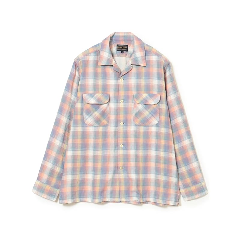 

[Beaming life store by BEAMS] L/S shirt [Special order] PENDLETON check open collar shirt men s PINK M_92110387964