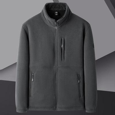 Fashionable Stand Up Collar Fleece Jacket with Thick Fleece and Warm Fleece Jacket In Large Size