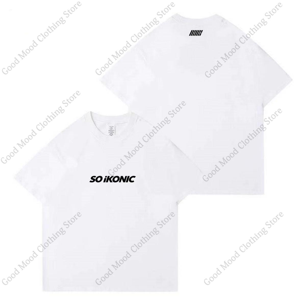 IKON FOUREVER World Tour T Shirt Kpop Fashion Fans IKONIC Letter Print Tshirt Unisex Women Summer Cotton Short Sleeve Tee Tops S