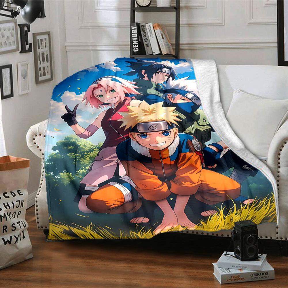 Naruto Team Adventure Flannel Blanket Super Soft Warm Cozy Blanket For Sofa Bed Office Travel Allseason Home Decor Gift