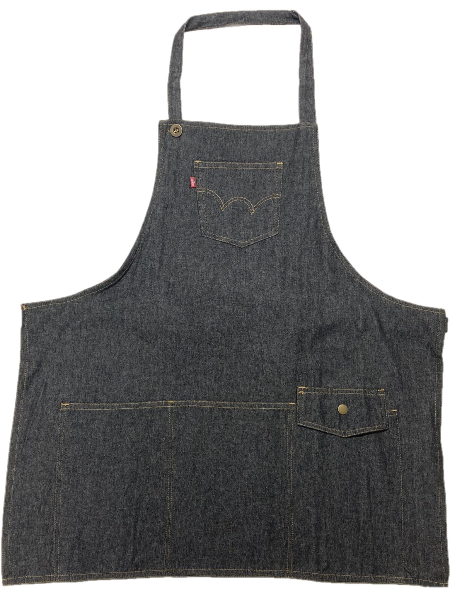 

Унисекс Регулируемая длина Вокруг Свободный размер [EDWIN] Фартук, На шею, Деним, Черный, чёрный