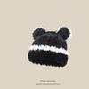 Winter bear new plush ear protection knitted hat female cute fashion versatile face small wool hat