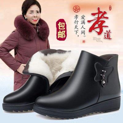 2025 New Mother Cotton Shoes Women's Winter Flat-bottomed Piled Thickened Short Boots Soft-soled Casual Non-slip Middle-aged and Elderly Cotton Boots