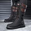 Men Mid-calf Boots Fashion Motorcycle Boots High Quality Leather Boot Classic Men Western Cowboy Boots Large Size46 Botas Hombre