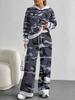 Color Graffiti European and American Autumn and Winter Casual Long-sleeved Suit Women's Hooded Sweater Trousers Two-piece Set