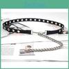 Fashionable Solid Color Porous Design Women Casual Slim Waist Belt With Chain For Street Fashion