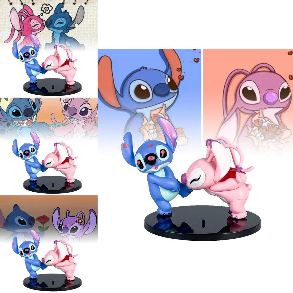 Entzückende Anime Stitch Angel Paar Figuren Pvc Modelle Perfekt für Autodekoration