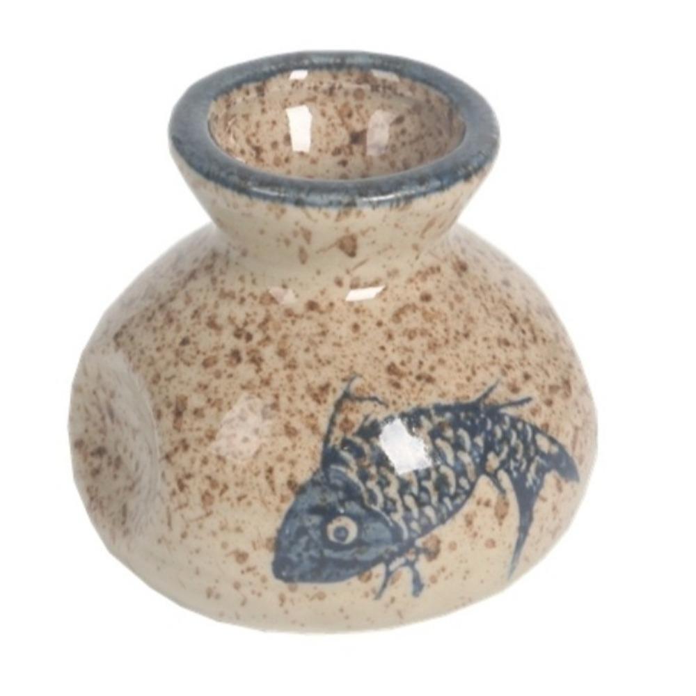 1 Count 2.2inch Toothpick Storage Jar Fish Flower Pattern Ceramic Toothpick Holder Hibiscus Blue Flower Toothpick Organizer