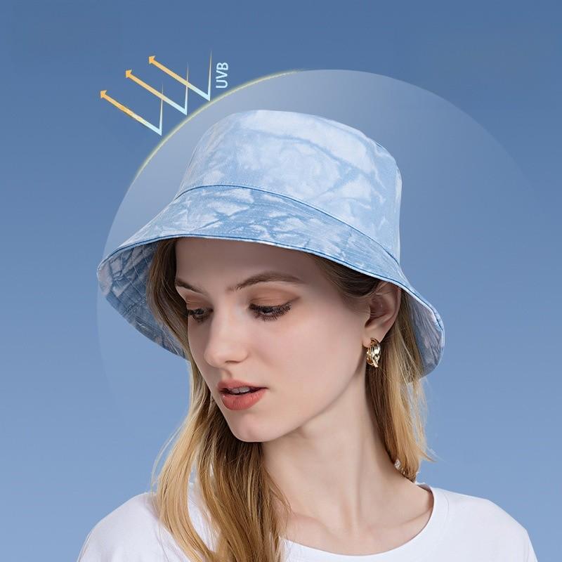 Cotton Summer Tie Dyeing Fisherman Hat With Wide Brim Sun Protection For Outdoor Activities
