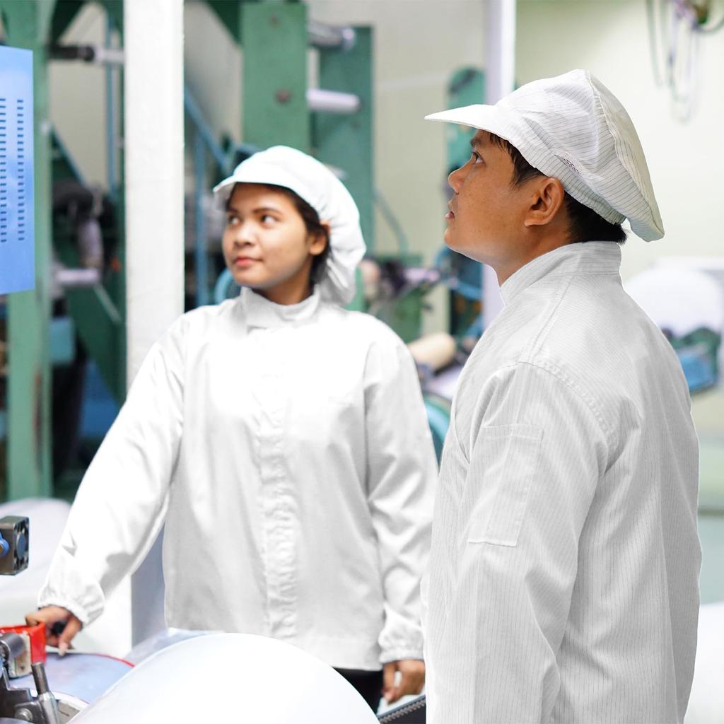 Uxcell ESD Laborkittel, Antistatische Kleidung, Wissenschaftliche Jacke mit Bündchen und Becken, Uniform, Unisex (Weiß, 2XL)