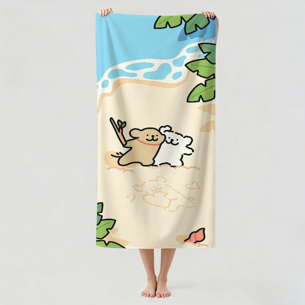 Cartoon cute Line Puppy Towel Drying Bath Towel Applicable To Light Swimming Camping Yoga Beach Out