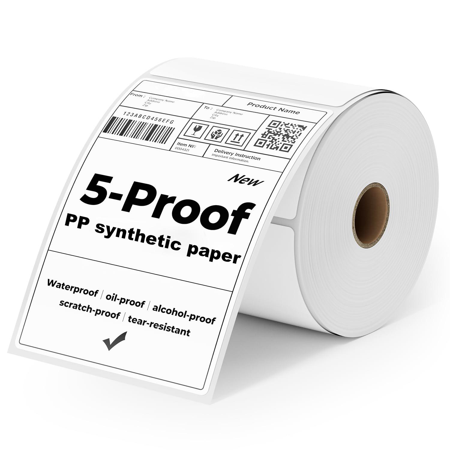 Customizable 100mm PP Synthetic Adhesive Sticker Waterproof Oil Proof Thermal Transfer Printing Durable Free Available (White,1 Roll&100X50mm(500Sheets/Roll)) белый