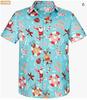Summer Men's Beach Shirt Printed Hawaiian Short Sleeve Flower Shirt Boys