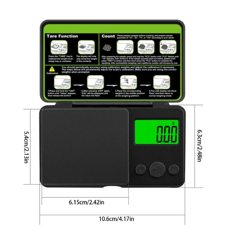 Portable Jewelry Scale 0.01g Resolution ABS Plastic Construction LCD Screen Weighing Tool for Gold Weighing
