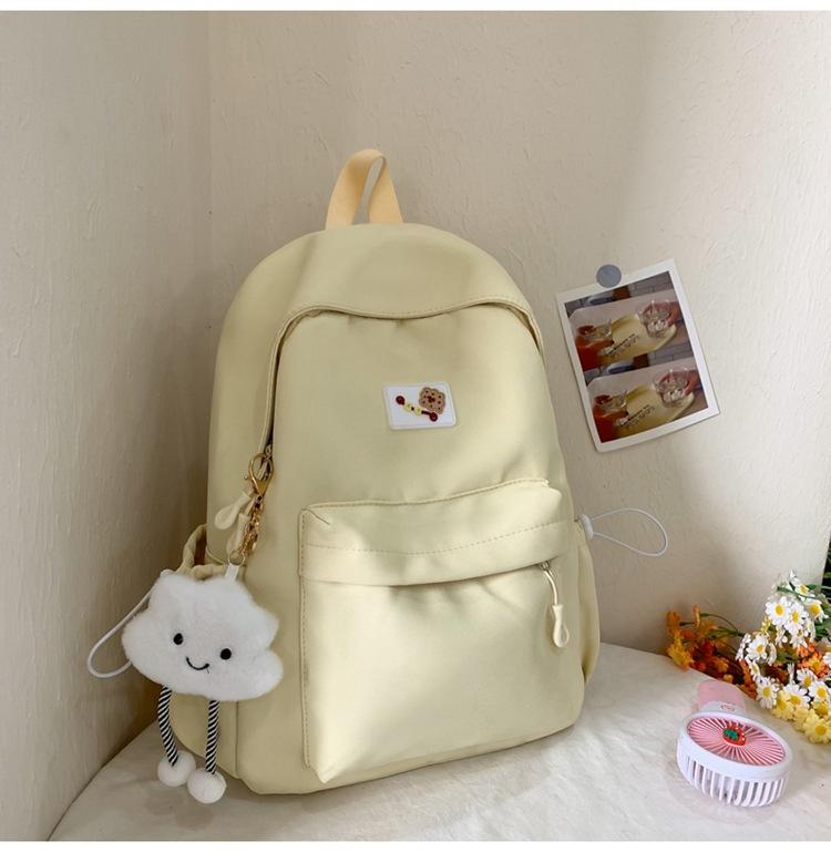 Schoolbag Japanese ins soft sister backpack Korean version solid color large capacity student schoolbag sweet and fresh girl casual backpack