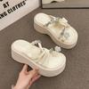 Stylish Silver Thick-soled Women's Sandals With Rhinestones For Summer Comfort