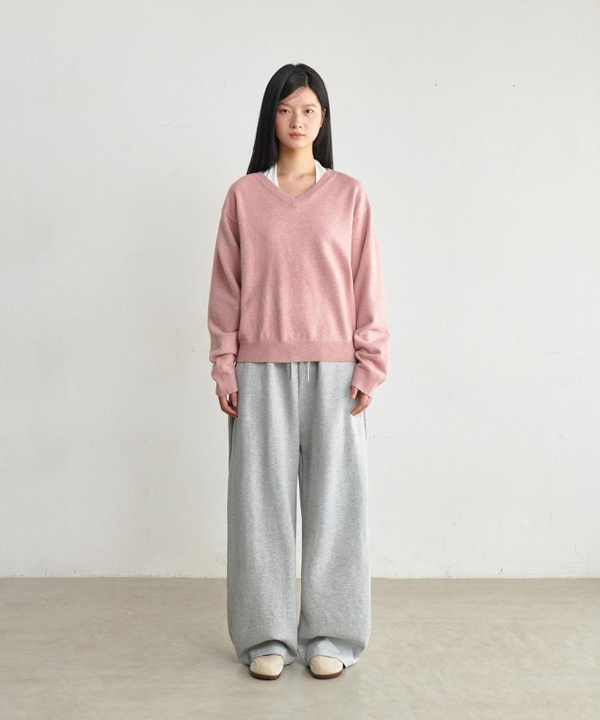 GLW [Unisex] Soft V-Neck Knit Pink