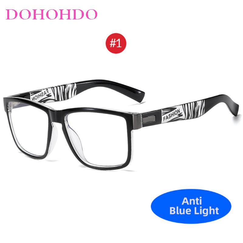 

DOHOHDO 2021 Окуляри з захистом від синього світла Чоловічі Прозора оправа для окулярів Квадратні Ігрові окуляри Комп ютерний захист Оптичні окуляри чорний білий колір
