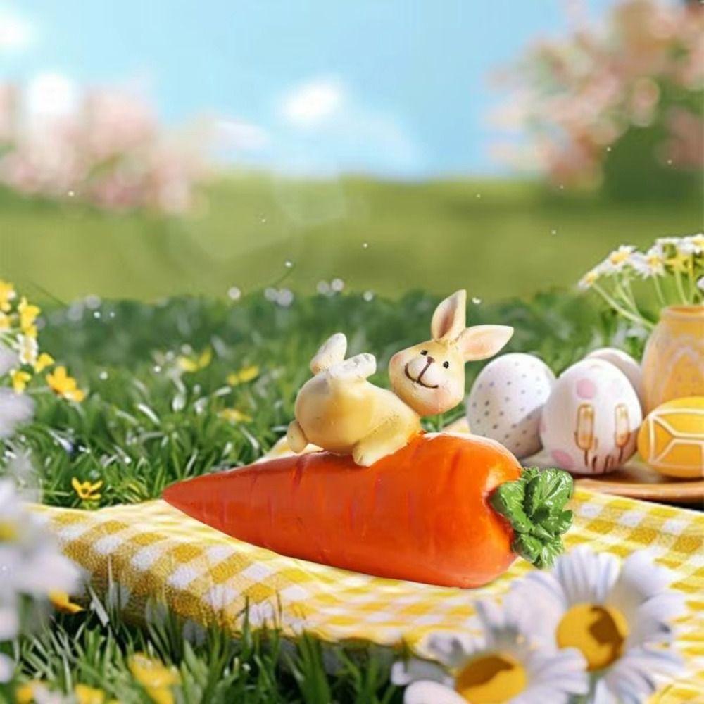 

Мини Пасхальный кролик Морковка Статуэтка Kawaii Пасхальное животное Скульптура Гостиная Style 2