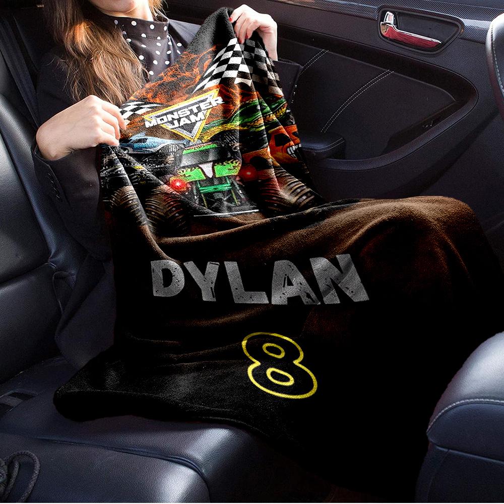For Monster Jam,Dylan,Eight Themed Flannel Blanket, Glam Style, Digital Print, All Season Comfort, ,for Cozy Plush Flannel Cover166