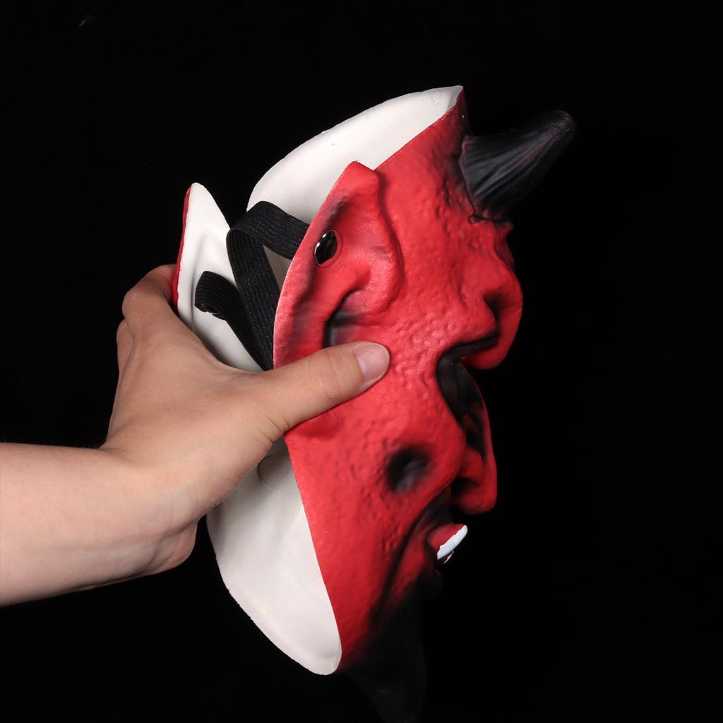 Red Devil's Horn Samurai Mask Cosplay Japanese Prajna Skull Pu Masks Halloween Carnival Party Costume Props Gifts