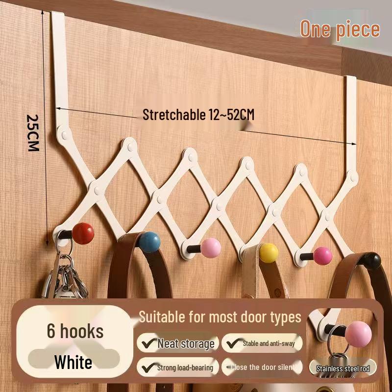 Door-Mounted Foldable Bag & Coat Rack with Stainless Steel Hooks