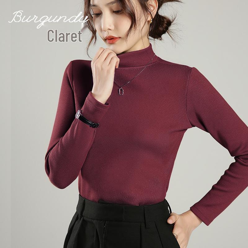 

Women s Winter Slim Fit Velvet High Collar Long Sleeve Top M