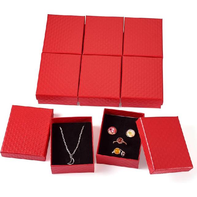 Cheriswelry 12 szt. Papierowe pudełko na prezent Boże Narodzenie Święto Dziękczynienia Urodziny Zaręczyny Pudełko na prezent Prostokątne etui na biżuterię 3,54"x2,76" na naszyjnik bransoletkę