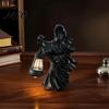 Mysterious Gothic Halloween Accessory Witch Resin Lantern, Ghoul Terrifying LED Night Light, Art Sculpture Waterproof Hell Reaper Spooky Tabletop