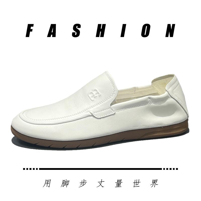 

Весна Лето 2025 Новые Классические Лоферы в Британском Уличном Стиле для Мужчин из Натуральной Кожи Высокого Качества Повседневная Обувь Слипоны 43 белый