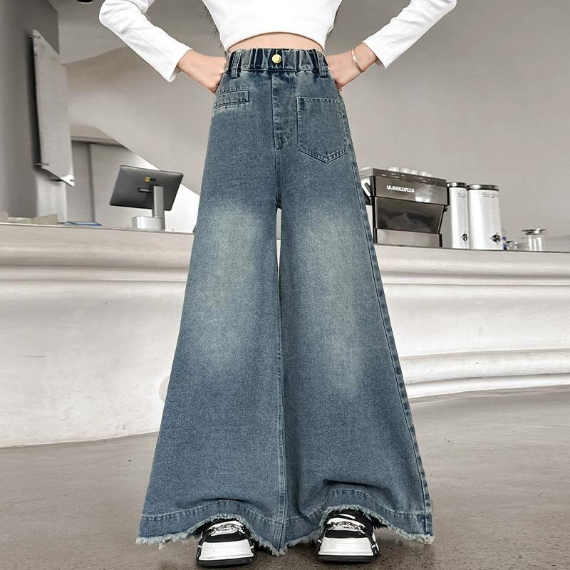 Kids Girls Bell-bottoms Arrival Children Casual Elastic Pants Printing Slim Fit  Girl Summer Pants Jeans