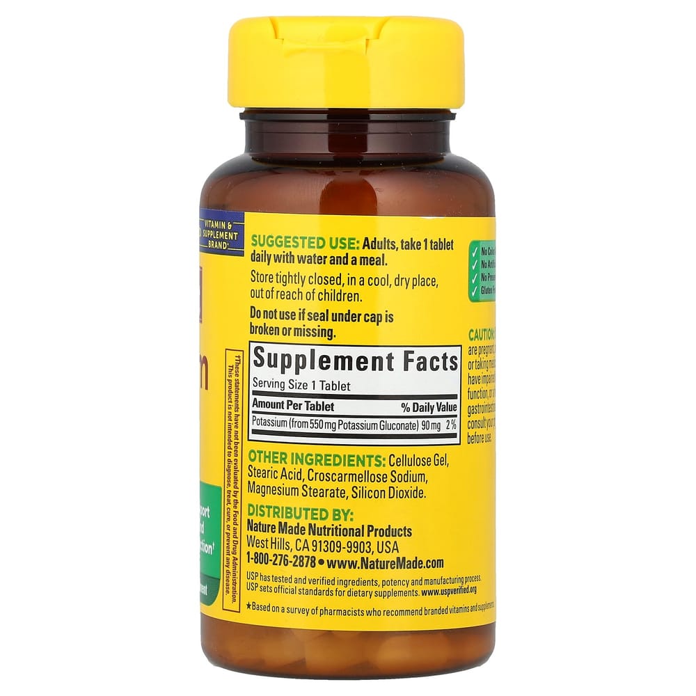 Nature Made Potassium Gluconate 550 mg 100 Tablets