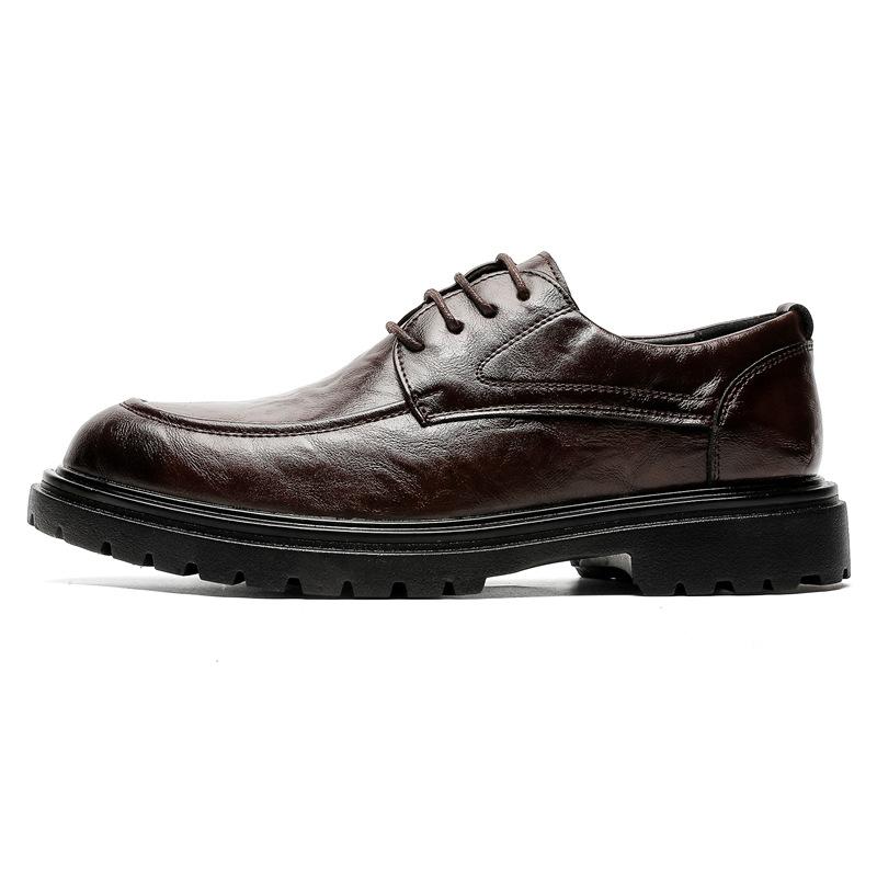 Scarpe casual in pelle a suola morbida, traspiranti, a punta tonda, resistenti all'usura, scarpe da lavoro