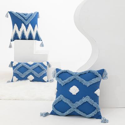 Nordic Blue Getufteter Kissenbezug Schlicht Neu Geometrisch Sofa Kissenbezug Büro Lendenkissen Schlafzimmer Kissen