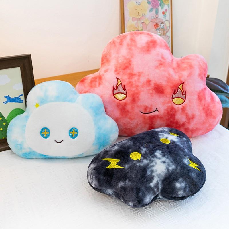 Cloud-Shaped Plush Pillow Soft Short Pile Stuffed Toy Bedside Car Decor In Sky Blue White Sunset Gray