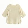 [3D Carving] Spring and summer round neck loose slimming solid color silk flower Luo Guan Le Crepe short sleeved T-shirt for women