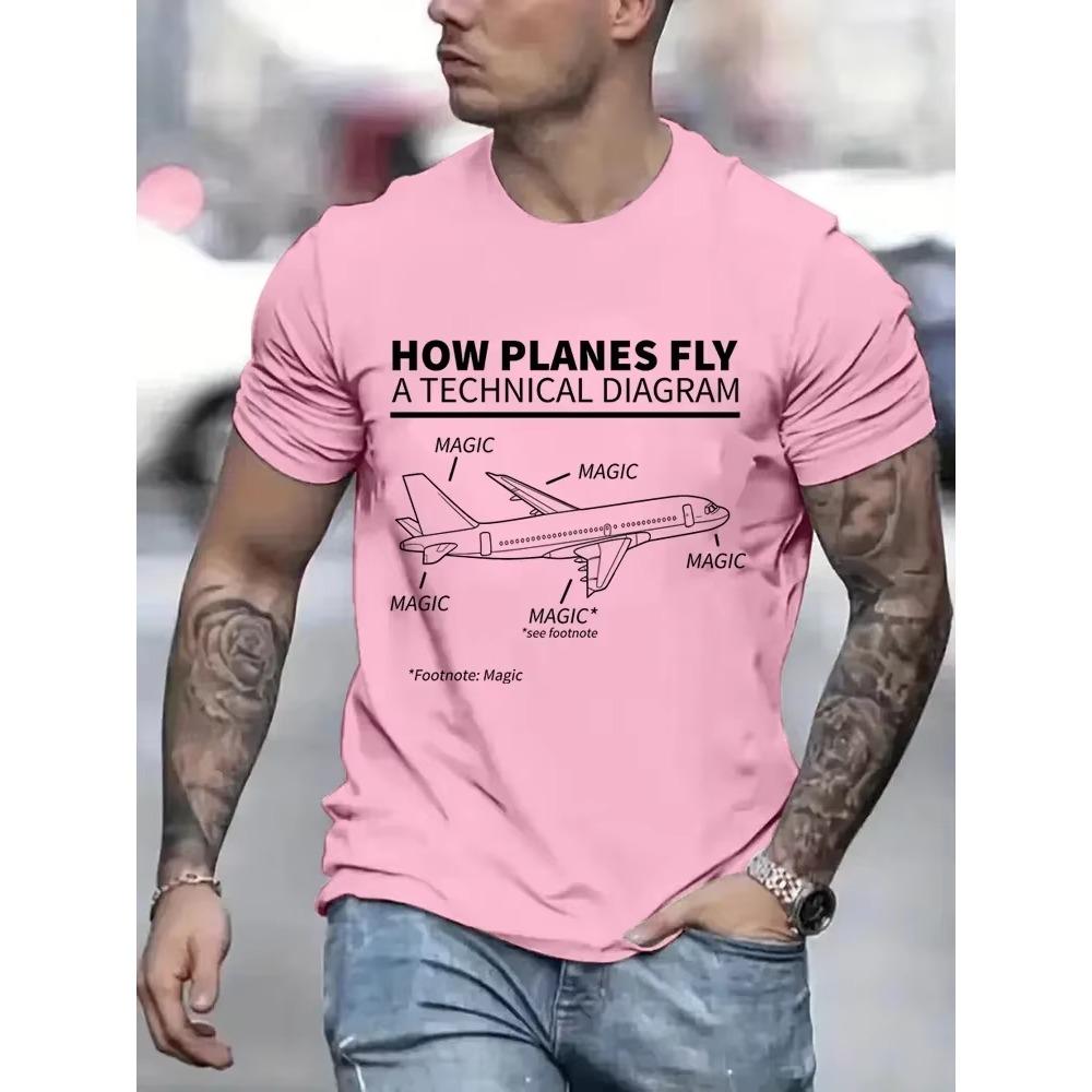 T Shirt Men Women How Planes Fly Funny T-Shirt Short Sleeves Hip Hop T Shirt Funny Pilot and Airplane Flying Oversized Tee