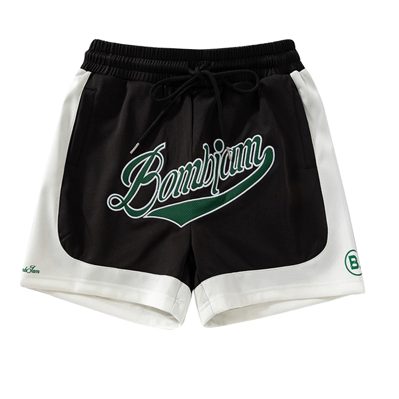 

Мужские брюки, летние повседневные спортивные шорты с вышитыми буквами, спортивные брюки, тренировочные короткие брюки XL чёрный