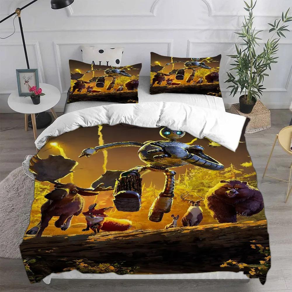 Duvet Cover The Wild Robot 3D Exquisite Cartoon Rozzum Digital Print Bedding Set Comforter Bed Youth Home Decor Kids Boys Gift