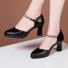 Fashion Genuine Leather Lady Pumps Thick Heel Shoes 7/9/11cm Super High Heel Waterproof Platform Womens Shoes Party Dress High Heels
