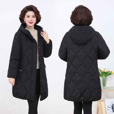 Middle-aged Women's Mothers Wear Knee-high Cotton-padded Jacket Thick Western-style Loose Cotton-padded Coat Plus Size Cotton-padded Jacket Winter