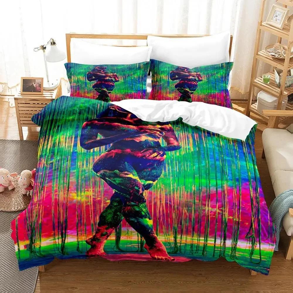 Mother Earth Blacklight Bedding Set Boys Girls Twin Queen Size Duvet Cover Pillowcase Bed Kids Adult Fashion Home Textileextile