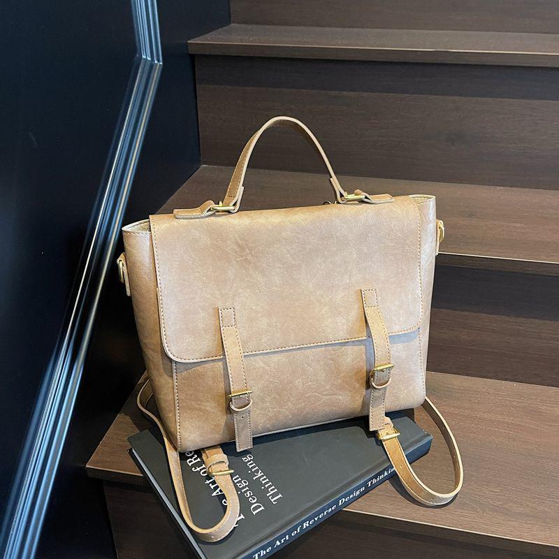 2025 Stylish & Versatile Messenger Bag: Large-Capacity Retro Leather Briefcase Backpack for College & Commute