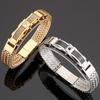 Luxury Gold Plated Bracelet for Men 12MM Wide Stainless Steel Square Franco Link Chain Men's Wrist Bracelets With Magnet Clasp