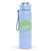 1PC Light green leaf nature sketch print 750ml colorful plastic sports water bottle leakproof pop up lid with straw for outdoor work home use