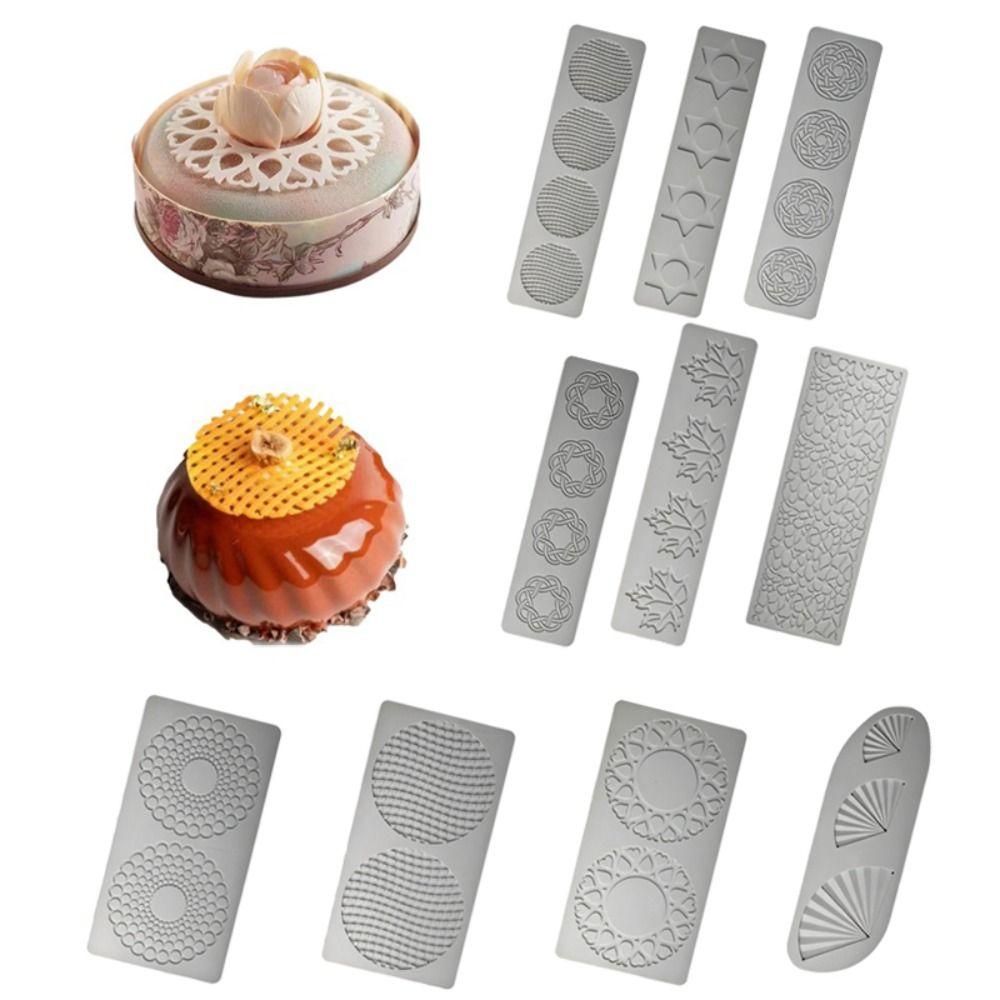 Leaf Pattern Design Cake Lace Mat Geometric Line Texture Dessert Decorating Tools  For Cake Baking