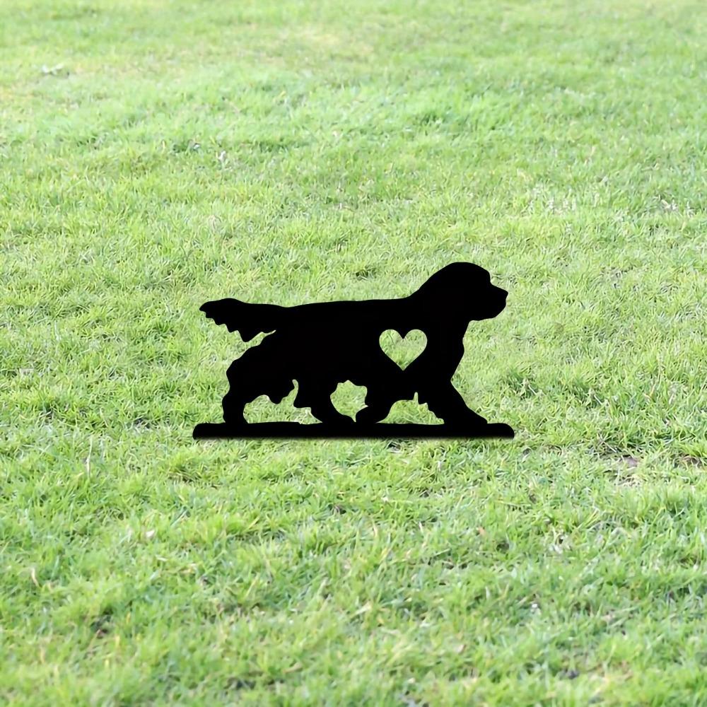 Treuer Hund Gartenstecker Eisenkunst Silhouette Metall Hofschild Kreative Außendekoration für Haustiergedenken