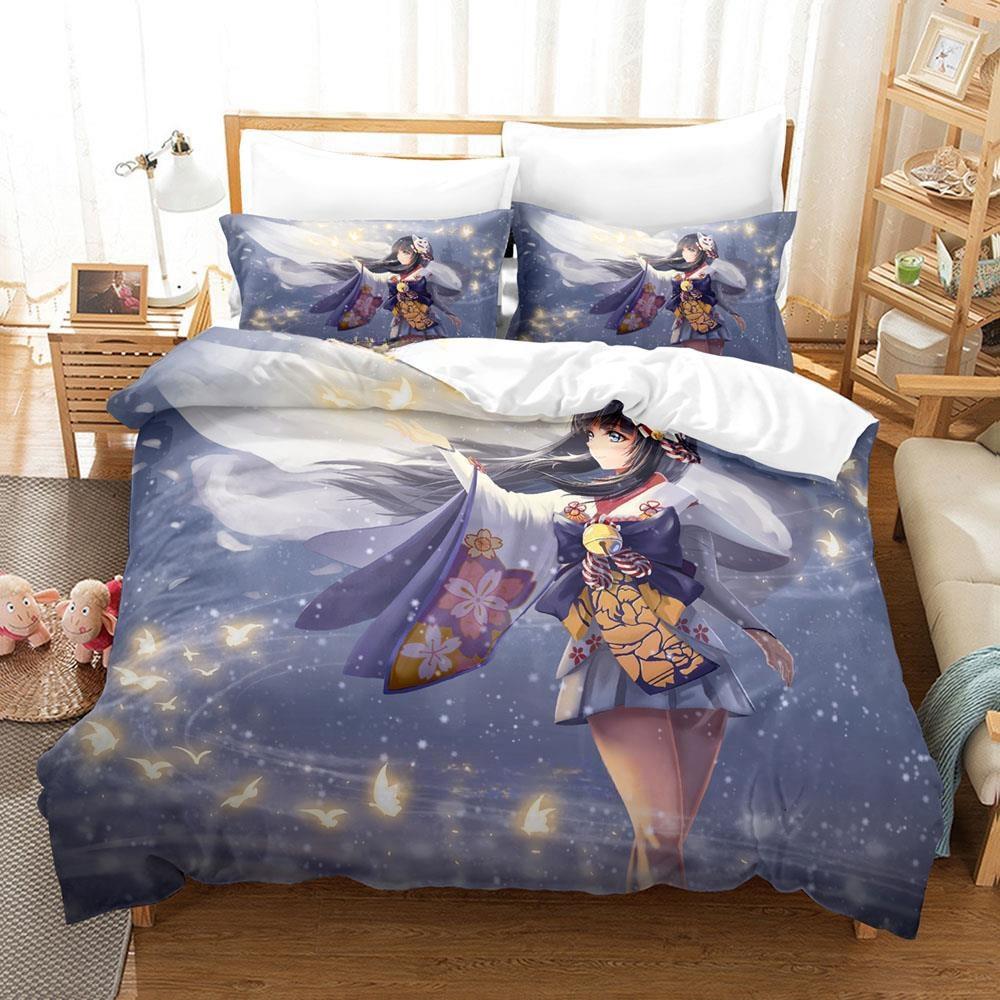 3D Printing Game Kawaii Girls Onmyoji Bedding Set Single Twin Full Queen King Size Bed Set Adult Kid Bedroom Duvet Cover Sets
